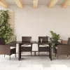 Barna polyrattan üveglapos kerti asztal 190 x 80 x 74 cm