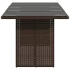 Barna polyrattan üveglapos kerti asztal 190 x 80 x 74 cm