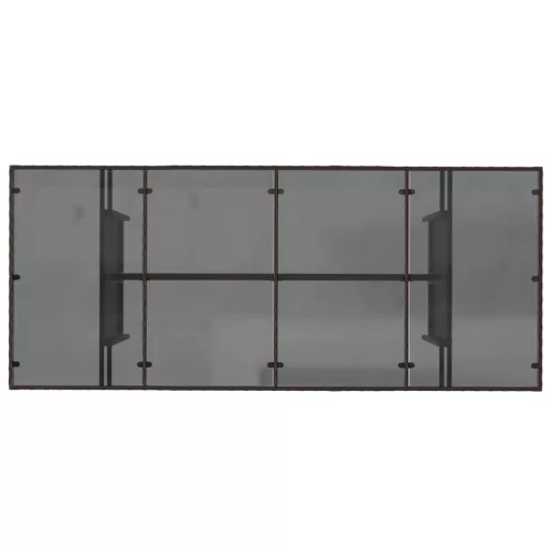 Barna polyrattan üveglapos kerti asztal 190 x 80 x 74 cm