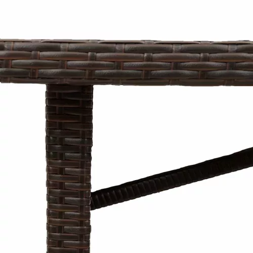 Barna polyrattan üveglapos kerti asztal 190 x 80 x 74 cm