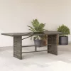 Szürke polyrattan üveglapos kerti asztal 190x80x74 cm