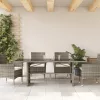 Szürke polyrattan üveglapos kerti asztal 190x80x74 cm