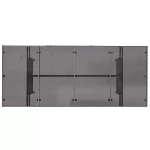 Szürke polyrattan üveglapos kerti asztal 190x80x74 cm