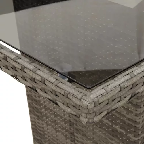 Szürke polyrattan üveglapos kerti asztal 190x80x74 cm