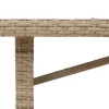 Bézs polyrattan üveglapos kerti asztal 190x80x74 cm