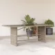 Szürke polyrattan üveglapos kerti asztal 190x80x74 cm