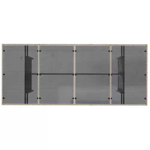 Szürke polyrattan üveglapos kerti asztal 190x80x74 cm