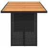 Fekete polyrattan akácfa lapos kerti asztal 190 x 80 x 74 cm