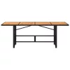 Fekete polyrattan akácfa lapos kerti asztal 190 x 80 x 74 cm
