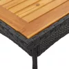 Fekete polyrattan kerti asztal akácfa lappal 80 x 80 x 75 cm