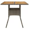 Szürke polyrattan kerti asztal akácfa lappal 80 x 80 x 75 cm