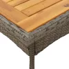 Szürke polyrattan kerti asztal akácfa lappal 80 x 80 x 75 cm