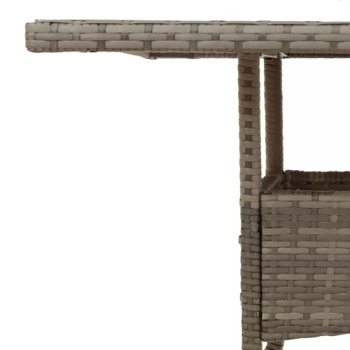 Szürke polyrattan kerti asztal akácfa lappal 80 x 80 x 75 cm