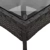 Fekete polyrattan üveglapos kerti asztal 80 x 80 x 75 cm