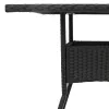 Fekete polyrattan üveglapos kerti asztal 80 x 80 x 75 cm