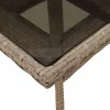Bézs polyrattan üveglapos kerti asztal 80 x 80 x 75 cm