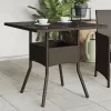 Barna polyrattan üveglapos kerti asztal 80 x 80 x 75 cm