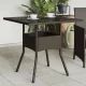 Barna polyrattan üveglapos kerti asztal 80 x 80 x 75 cm