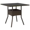 Barna polyrattan üveglapos kerti asztal 80 x 80 x 75 cm