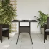 Barna polyrattan üveglapos kerti asztal 80 x 80 x 75 cm