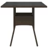 Barna polyrattan üveglapos kerti asztal 80 x 80 x 75 cm