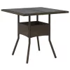 Barna polyrattan üveglapos kerti asztal 80 x 80 x 75 cm