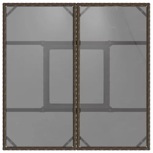 Barna polyrattan üveglapos kerti asztal 80 x 80 x 75 cm