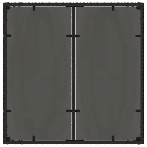 Fekete polyrattan üveglapos kerti asztal 90 x 90 x 75 cm