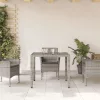 Szürke polyrattan üveglapos kerti asztal 90 x 90 x 75 cm
