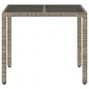 Szürke polyrattan üveglapos kerti asztal 90 x 90 x 75 cm