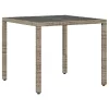 Szürke polyrattan üveglapos kerti asztal 90 x 90 x 75 cm