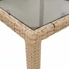 Bézs polyrattan üveglapos kerti asztal 90 x 90 x 75 cm