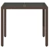 Barna polyrattan üveglapos kerti asztal 90 x 90 x 75 cm