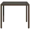 Barna polyrattan üveglapos kerti asztal 90 x 90 x 75 cm