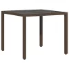 Barna polyrattan üveglapos kerti asztal 90 x 90 x 75 cm