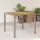 Szürke polyrattan kerti asztal akácfa lappal 90 x 90 x 75 cm