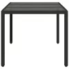 Fekete polyrattan üveglapos kerti asztal 150 x 90 x 75 cm