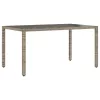 Szürke polyrattan üveglapos kerti asztal 150 x 90 x 75 cm