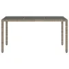 Szürke polyrattan üveglapos kerti asztal 150 x 90 x 75 cm