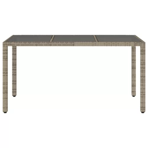 Szürke polyrattan üveglapos kerti asztal 150 x 90 x 75 cm