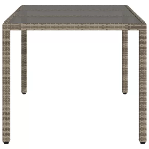 Szürke polyrattan üveglapos kerti asztal 150 x 90 x 75 cm