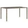 Szürke polyrattan üveglapos kerti asztal 150 x 90 x 75 cm