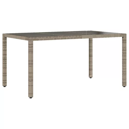 Szürke polyrattan üveglapos kerti asztal 150 x 90 x 75 cm