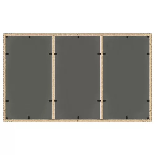 Bézs polyrattan üveglapos kerti asztal 150 x 90 x 75 cm