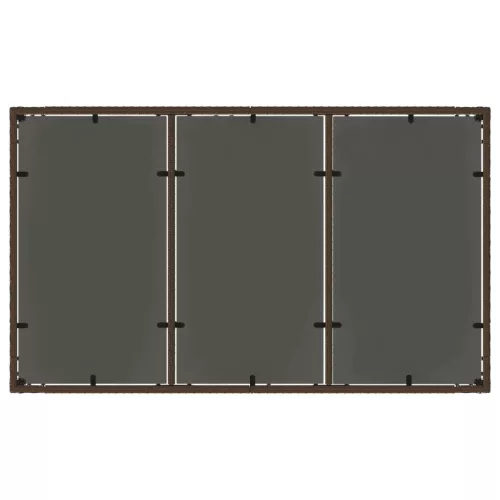 Barna polyrattan üveglapos kerti asztal 150 x 90 x 75 cm