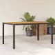 Fekete polyrattan kerti asztal akácfa lappal 150 x 90 x 75 cm