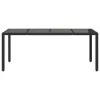 Fekete polyrattan üveglapos kerti asztal 190 x 90 x 75 cm