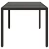 Fekete polyrattan üveglapos kerti asztal 190 x 90 x 75 cm