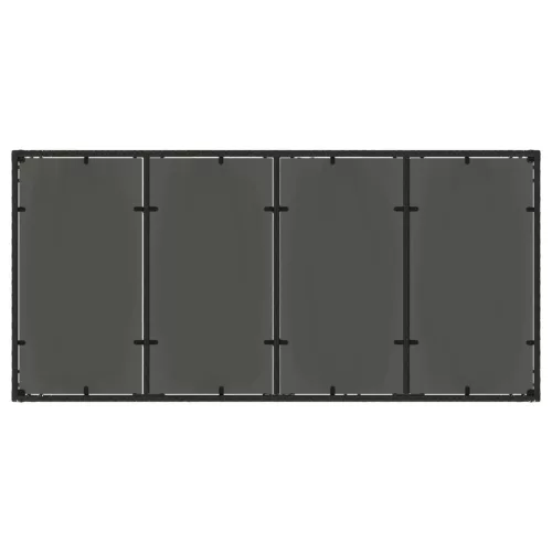 Fekete polyrattan üveglapos kerti asztal 190 x 90 x 75 cm