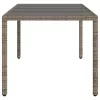Szürke polyrattan üveglapos kerti asztal 190 x 90 x 75 cm